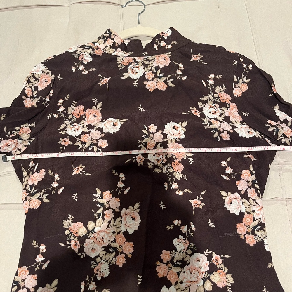 H&M Brown/Pink Floral Long Sleeve Dress